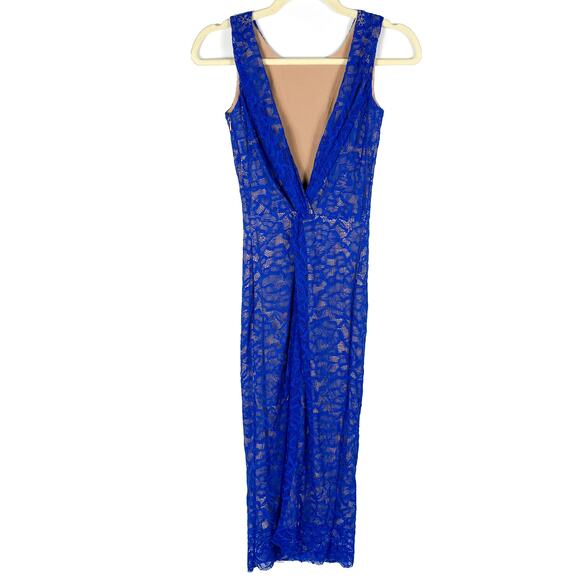 Dress the Population Kendra Blue Lace Dress V-Back Bodycon Sheath Women's Sz XS - Picture 8 of 12